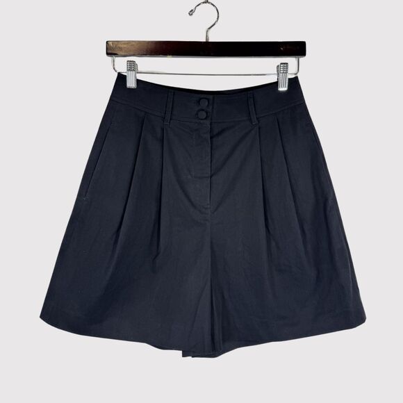 NWT Rebecca Taylor Women Shorts Black Hi Rise Pleated Lightweight Stretch Size 2 - Picture 2 of 10